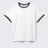 Kurzärmeliges Baumwoll-T-Shirt mit Kontrastbesatz – Schwarz & Weiß Kurzärmeliges Baumwoll-T-Shirt mit Kontrastbesatz – Schwarz & Weiß