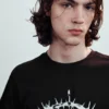 Kurzärmeliges bedrucktes T-Shirt – Schwarz – Thorn Crown Kurzärmeliges bedrucktes T-Shirt – Schwarz – Thorn Crown