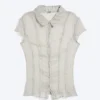 Kurzärmeliges Crinkle-Hemd – Dusty Light Mole
