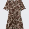 Kurzärmeliges Mini-Hemd-Kleid – Leopardenmuster Kurzärmeliges Mini-Hemd-Kleid – Leopardenmuster