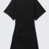 Kurzärmeliges Mini-T-Shirt-Kleid – Schwarz
