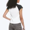 Kurzärmeliges Raglan-T-Shirt – Weiß/Dunkelgrau