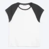 Kurzärmeliges Raglan-T-Shirt – Weiß/Dunkelgrau