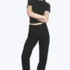 Laika Mid Rise Regular Straight Jeans – Black Rinse – Schwarz