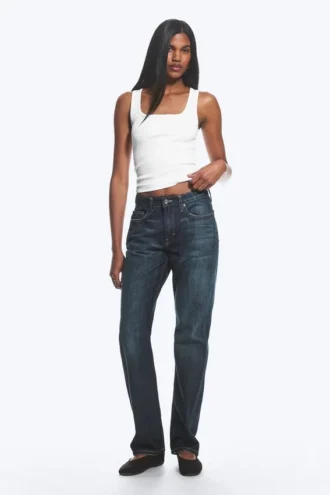 Laika Mid Rise Regular Straight Jeans – Deep Sea Blue – Dunkelblau