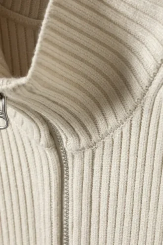 Laila Long Zip Strickjacke – Light Mole