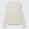 Langarm-Henley-T-Shirt – Staubweiß Langarm-Henley-T-Shirt – Staubweiß