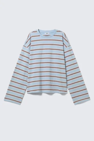 Langarmshirt aus Baumwolle – Blau/Mehrfarbig gestreift