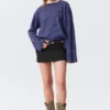Langarmshirt aus Baumwolle – Blau- und burgunderrote Streifen