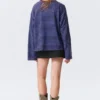 Langarmshirt aus Baumwolle – Blau- und burgunderrote Streifen