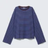Langarmshirt aus Baumwolle – Blau- und burgunderrote Streifen
