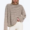 Langarmshirt aus Baumwolle – Braun-weiße Streifen Langarmshirt aus Baumwolle – Braun-weiße Streifen