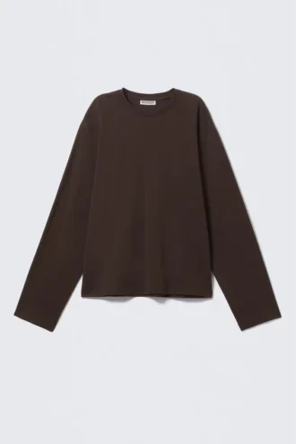 Langarmshirt aus Baumwolle – Dunkelbraun