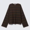 Langarmshirt aus Baumwolle – gestreift, dunkelbraun Langarmshirt aus Baumwolle – gestreift, dunkelbraun