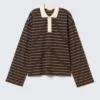Langarmshirt aus Baumwolle – gestreift, dunkelbraun Langarmshirt aus Baumwolle – gestreift, dunkelbraun