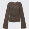 Langarmshirt aus Baumwolle – gestreift, dunkelbraun Langarmshirt aus Baumwolle – gestreift, dunkelbraun