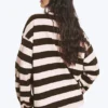 Langarmshirt aus Baumwolle – gestreift, dunkelbraun/staubrosa