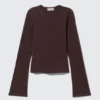 Langarmshirt aus Baumwolle – gestreift, dunkelrot Langarmshirt aus Baumwolle – gestreift, dunkelrot