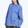 Langarmshirt aus Baumwolle – gewaschenes Blau Langarmshirt aus Baumwolle – gewaschenes Blau