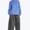 Langarmshirt aus Baumwolle – gewaschenes Blau Langarmshirt aus Baumwolle – gewaschenes Blau