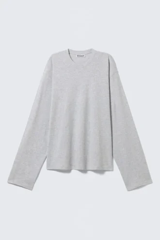 Langarmshirt aus Baumwolle – Grau meliert