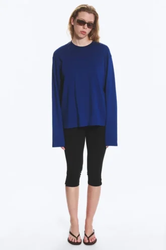 Langarmshirt aus Baumwolle – Hellblau