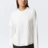 Langarmshirt aus Baumwolle im Lagenlook – Weiß Langarmshirt aus Baumwolle im Lagenlook – Weiß