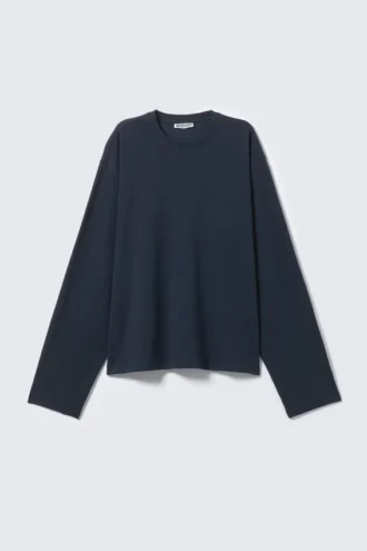 Langarmshirt aus Baumwolle – Marineblau