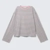 Langarmshirt aus Baumwolle – Rosa Streifen