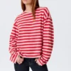 Langarmshirt aus Baumwolle – rote und rosa Streifen Langarmshirt aus Baumwolle – rote und rosa Streifen