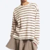 Langarmshirt aus Baumwolle – Staubweiß – Braune Streifen Langarmshirt aus Baumwolle – Staubweiß – Braune Streifen