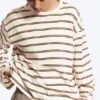 Langarmshirt aus Baumwolle – Staubweiß – Braune Streifen Langarmshirt aus Baumwolle – Staubweiß – Braune Streifen