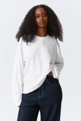 Langarmshirt aus Baumwolle – Weiß