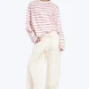 Langarmshirt aus Baumwolle – Weiß – Rosa/rote Streifen Langarmshirt aus Baumwolle – Weiß – Rosa/rote Streifen