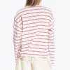 Langarmshirt aus Baumwolle – Weiß – Rosa/rote Streifen Langarmshirt aus Baumwolle – Weiß – Rosa/rote Streifen