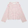Langarmshirt aus Baumwolle – Weiß – Rosa/rote Streifen Langarmshirt aus Baumwolle – Weiß – Rosa/rote Streifen