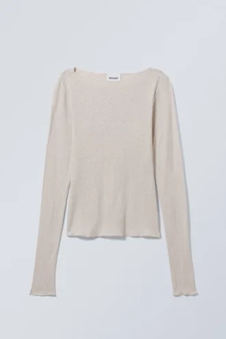 Langarmshirt aus Leinenmischung – Ecru