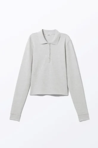 Langarmshirt – Hellgrau meliert
