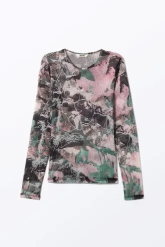 Langarmshirt mit bedrucktem Mesh – Muted Wild