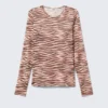 Langarmshirt mit bedrucktem Mesh-Oberteil – Tiger-gestreift, rosa Langarmshirt mit bedrucktem Mesh-Oberteil – Tiger-gestreift, rosa