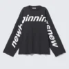 Langarmshirt mit bedrucktem Oversize-Design aus Baumwolle – Dunkelgrau – New Beginnings Langarmshirt mit bedrucktem Oversize-Design aus Baumwolle – Dunkelgrau – New Beginnings
