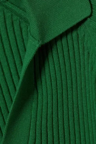 Langarmshirt mit geripptem Strick-Ausschnitt – Grün