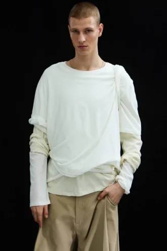 Langarmshirt mit Lagenlook – Off-White