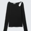 Langarmshirt mit Off-Shoulder-Ausschnitt – Schwarz Langarmshirt mit Off-Shoulder-Ausschnitt – Schwarz