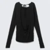 Langarmshirt mit offenem Rücken – Schwarz Langarmshirt mit offenem Rücken – Schwarz