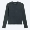 Langarmshirt mit Rippstrick – Dunkelblau Langarmshirt mit Rippstrick – Dunkelblau