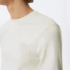 Langarmshirt mit Rippstrick – Dusty White Langarmshirt mit Rippstrick – Dusty White