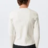 Langarmshirt mit Rippstrick – Dusty White Langarmshirt mit Rippstrick – Dusty White