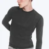 Langarmshirt mit Rippstrick – gewaschen, schwarz Langarmshirt mit Rippstrick – gewaschen, schwarz