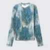 Langarmshirt mit Rippstrick – Grau & Blau mit Drachenprint Langarmshirt mit Rippstrick – Grau & Blau mit Drachenprint